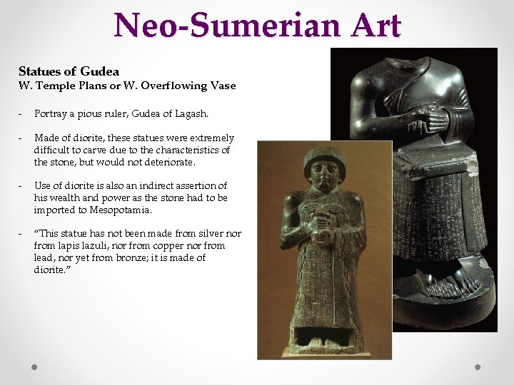 Neo-Sumerian Art Statues of Gudea W. Temple Plans or W. Overflowing Vase - Portray