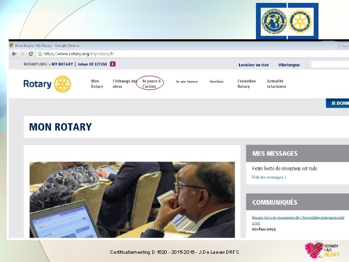 Certificatiemeeting D. 1620 - 2015 -2016 - J. De Leeuw DRFC 