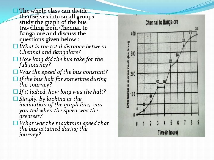 � The whole class can divide themselves into small groups study the graph of