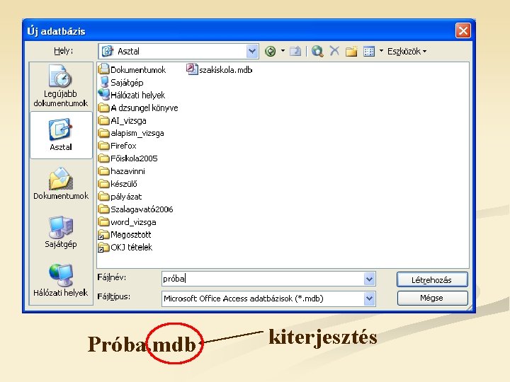 Próba. mdb kiterjesztés 