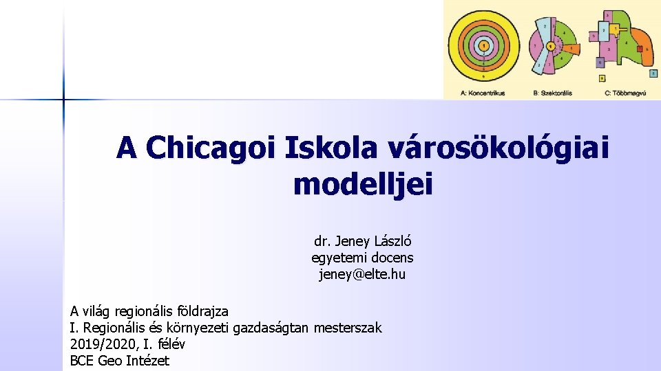 A Chicagoi Iskola városökológiai modelljei dr. Jeney László egyetemi docens jeney@elte. hu A világ