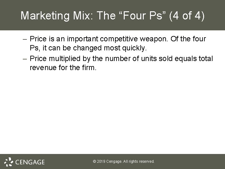 Marketing Mix: The “Four Ps” (4 of 4) – Price is an important competitive