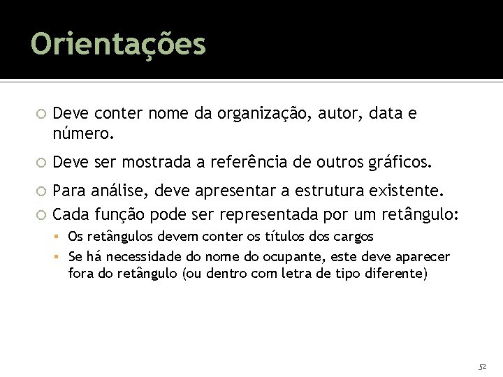 Orientações Deve conter nome da organização, autor, data e número. Deve ser mostrada a Orientações Deve conter nome da organização, autor, data e número. Deve ser mostrada a