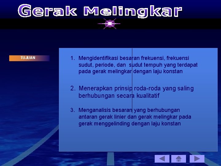 TUJUAN 1. Mengidentifikasi besaran frekuensi, frekuensi sudut, periode, dan sudut tempuh yang terdapat pada