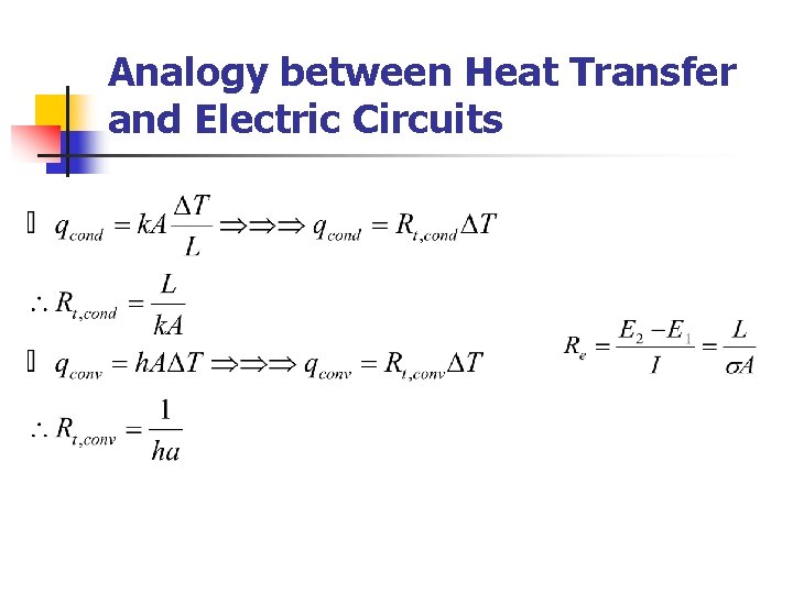 Analogy between Heat Transfer and Electric Circuits 