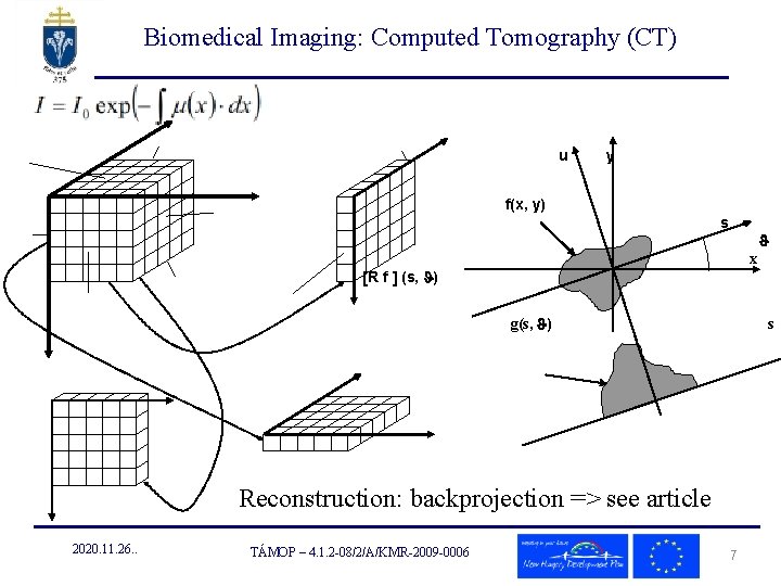 Biomedical Imaging: Computed Tomography (CT) u y f(x, y) s x R f (s,