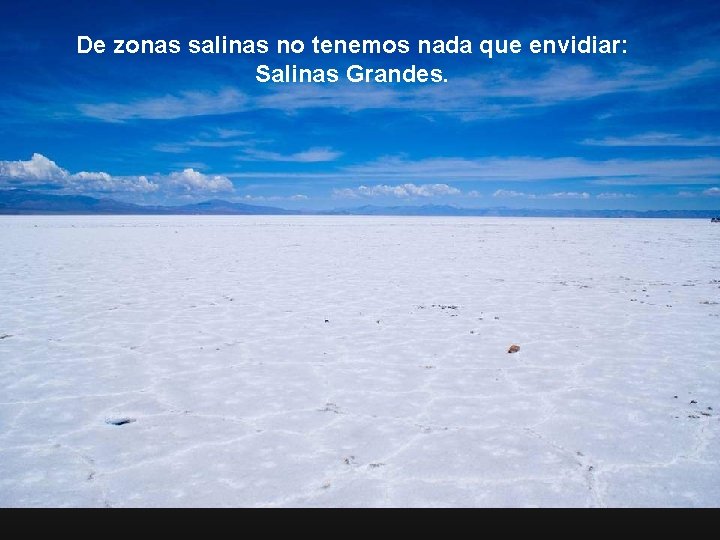 De zonas salinas no tenemos nada que envidiar: Salinas Grandes. 