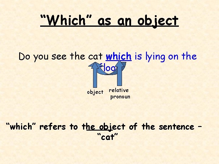 “Which” as an object Do you see the cat which is lying on the