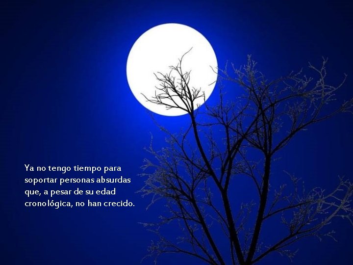 Ya no tengo tiempo para soportar personas absurdas que, a pesar de su edad