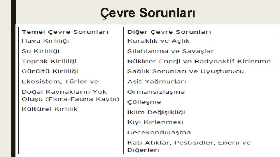 Çevre Sorunları 