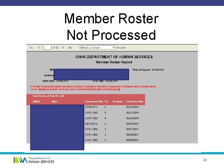 Member Roster Not Processed 33 