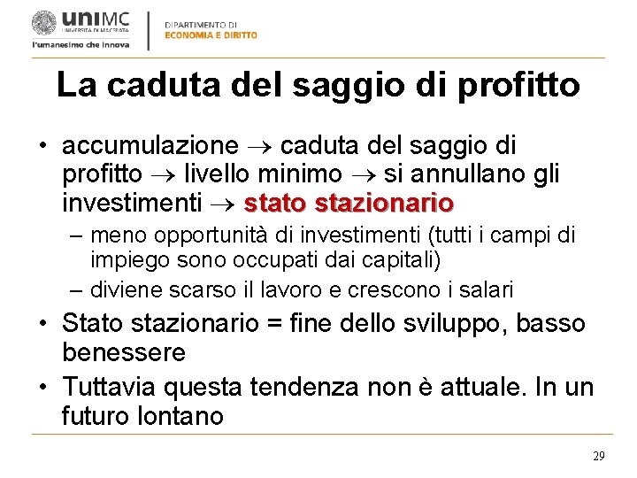 La caduta del saggio di profitto • accumulazione caduta del saggio di profitto livello