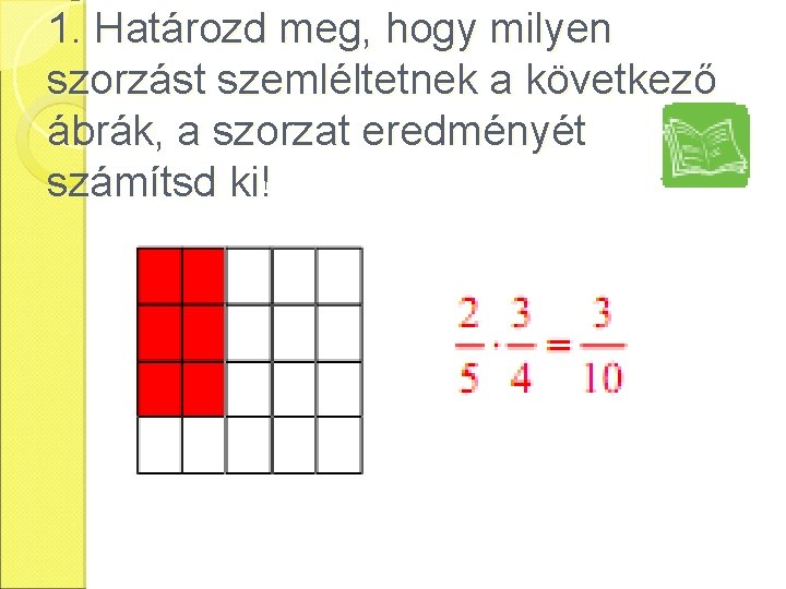 1. Határozd meg, hogy milyen szorzást szemléltetnek a következő ábrák, a szorzat eredményét számítsd