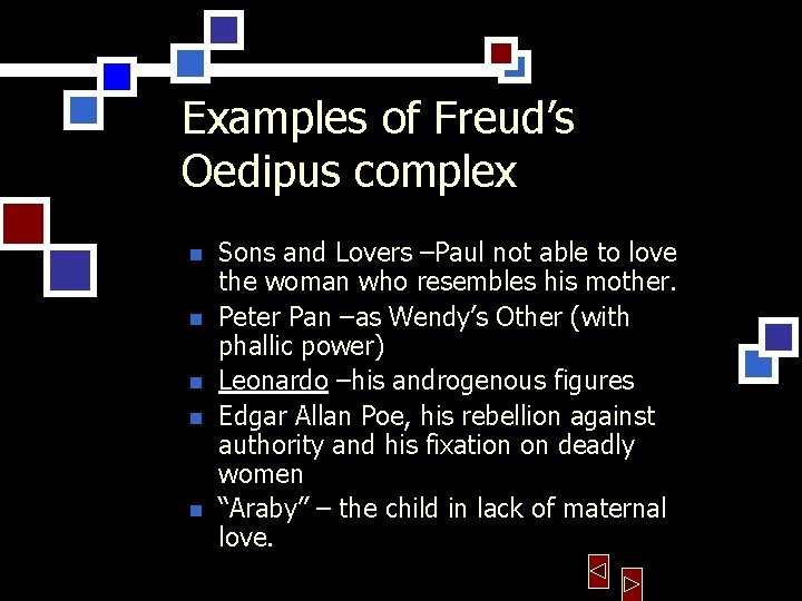 Examples of Freud’s Oedipus complex n n n Sons and Lovers –Paul not able