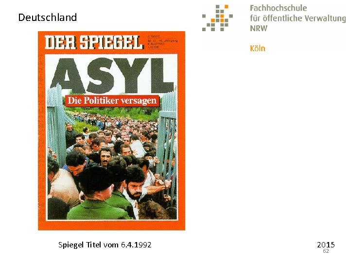 Deutschland Spiegel Titel vom 6. 4. 1992 2015 62 