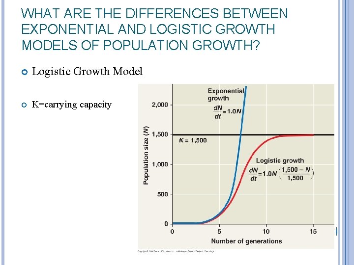 WHAT ARE THE DIFFERENCES BETWEEN EXPONENTIAL AND LOGISTIC GROWTH MODELS OF POPULATION GROWTH? Logistic