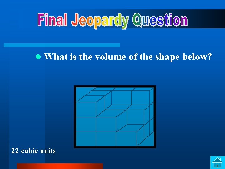 l What 22 cubic units is the volume of the shape below? 