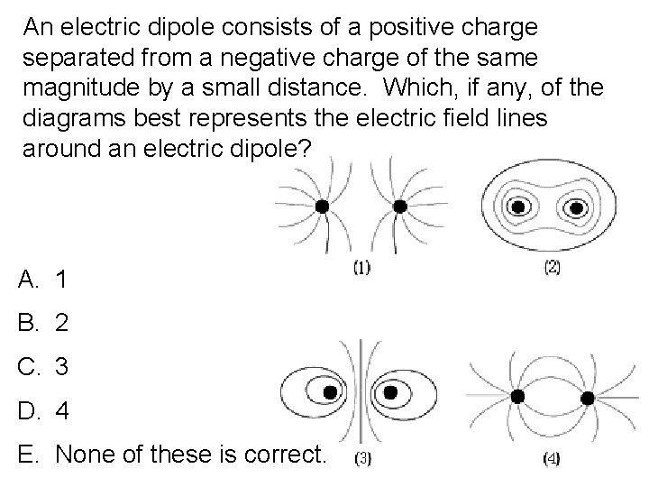 An electric dipole consists of a positive charge separated from a negative charge of