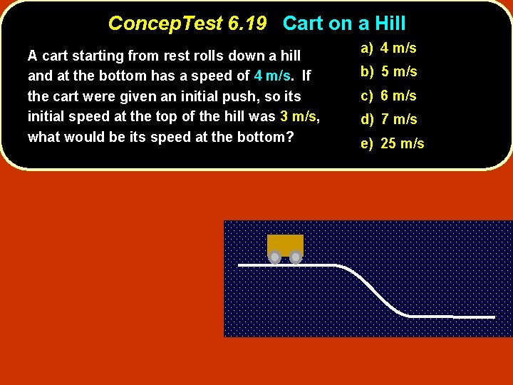Concep. Test 6. 19 Cart on a Hill A cart starting from rest rolls