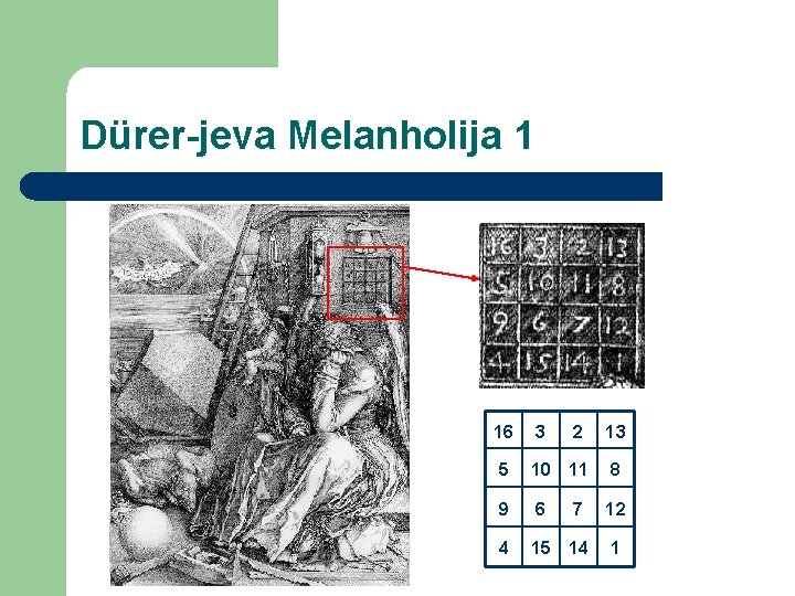 Dürer-jeva Melanholija 1 16 3 2 13 5 10 11 8 9 6 7