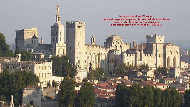  Le centre historique d’Avignon, composé du palais des papes, de la cathédrale Notre-Dame,