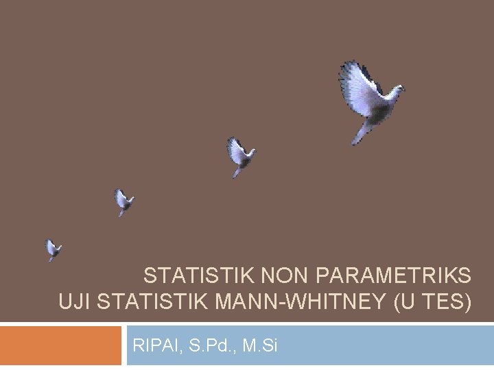 STATISTIK NON PARAMETRIKS UJI STATISTIK MANN-WHITNEY (U TES) RIPAI, S. Pd. , M. Si
