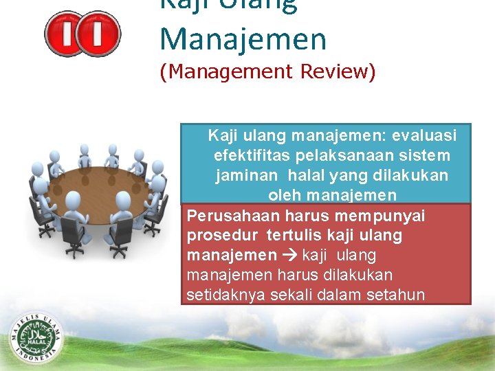 Kaji Ulang Manajemen (Management Review) Kaji ulang manajemen: evaluasi efektifitas pelaksanaan sistem jaminan halal