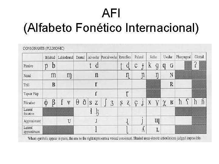 AFI (Alfabeto Fonético Internacional) 