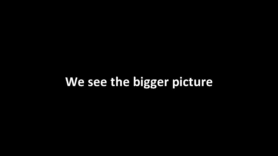 We see the bigger picture 