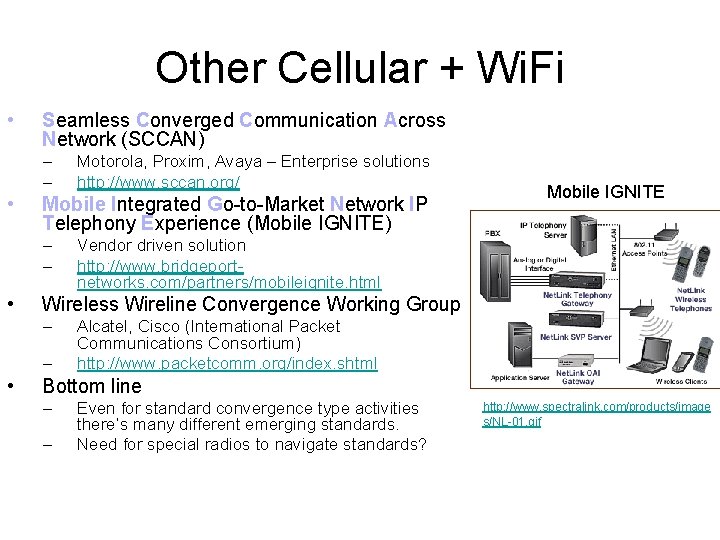 Other Cellular + Wi. Fi • Seamless Converged Communication Across Network (SCCAN) – –