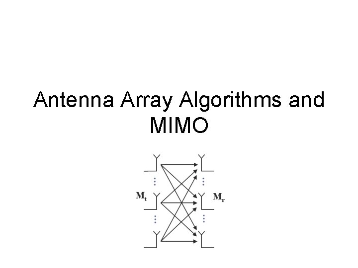 Antenna Array Algorithms and MIMO 