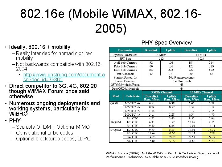 802. 16 e (Mobile Wi. MAX, 802. 162005) • Ideally, 802. 16 + mobility