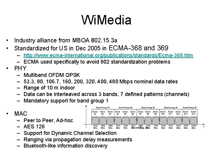 Wi. Media • Industry alliance from MBOA 802. 15. 3 a • Standardized for