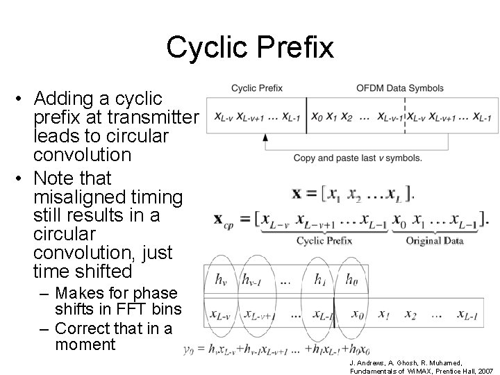Cyclic Prefix • Adding a cyclic prefix at transmitter leads to circular convolution •