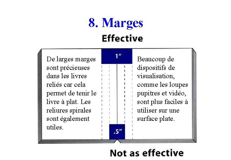 8. Marges De larges marges sont précieuses dans les livres reliés car cela permet