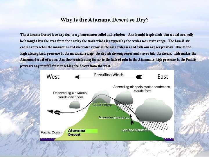 Why is the Atacama Desert so Dry? The Atacama Desert is so dry due