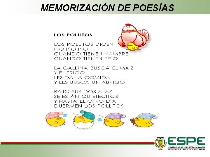 MEMORIZACIÓN DE POESÍAS MEMORIZACIÓN DE POESÍAS