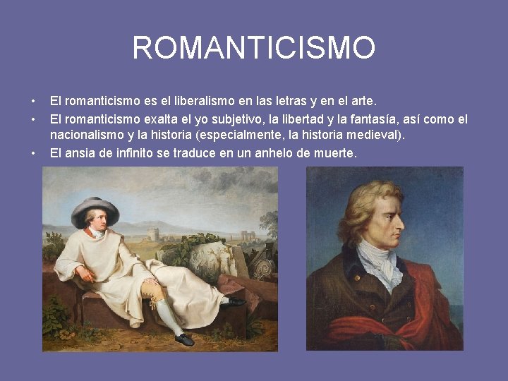 ROMANTICISMO • • • El romanticismo es el liberalismo en las letras y en