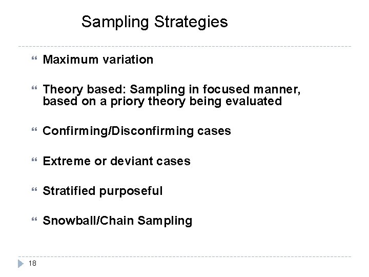 Sampling Strategies Maximum variation Theory based: Sampling in focused manner, based on a priory