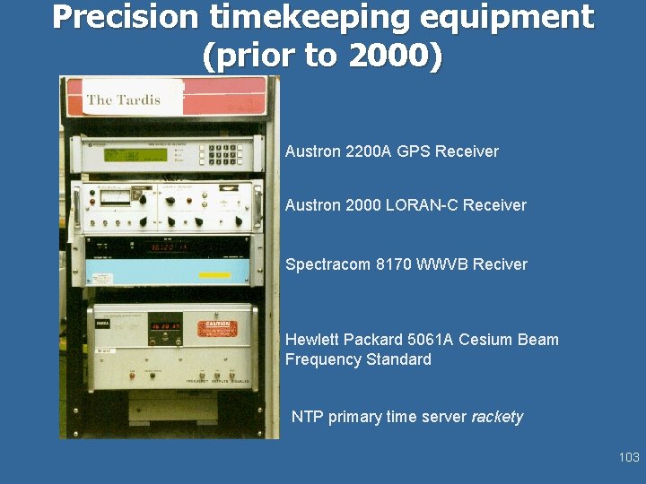 Precision timekeeping equipment (prior to 2000) Austron 2200 A GPS Receiver Austron 2000 LORAN-C