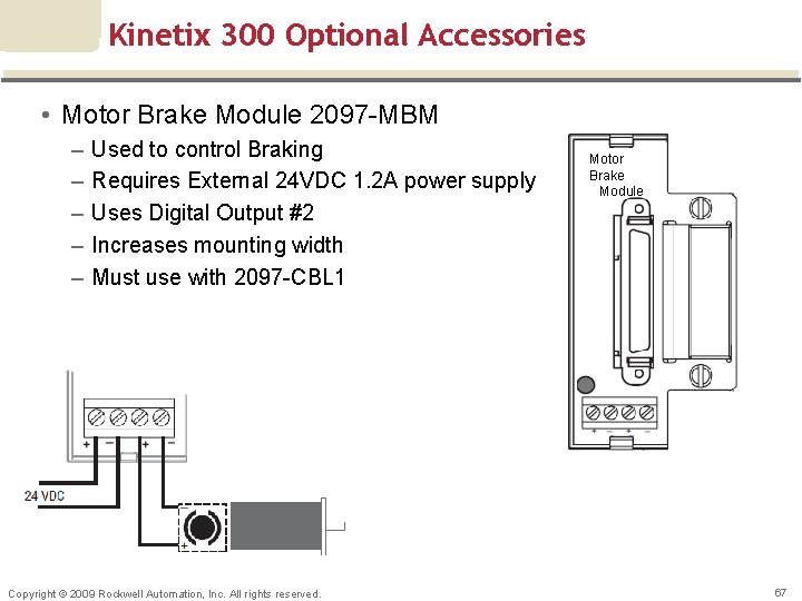 Kinetix 300 Optional Accessories • Motor Brake Module 2097 -MBM – – – Used