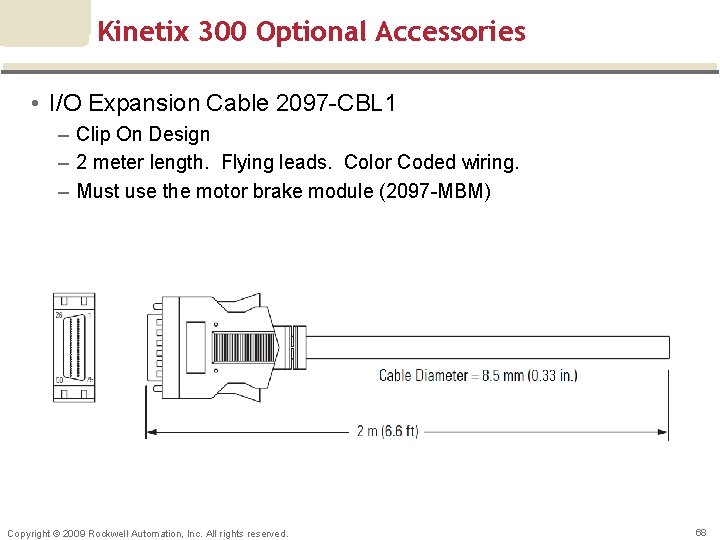 Kinetix 300 Optional Accessories • I/O Expansion Cable 2097 -CBL 1 – Clip On