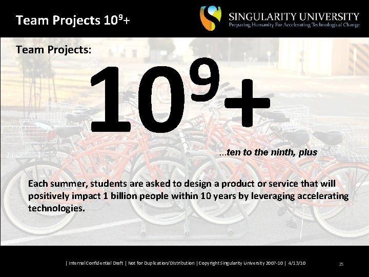 Team Projects 109+ 9 10 + Team Projects: . . . ten to the