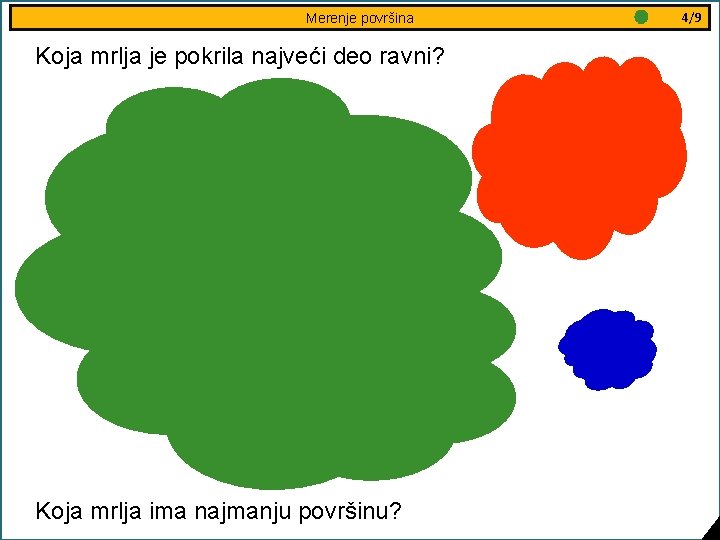 Jednakostranični Merenje površina trokut - obradba Koja mrlja je pokrila najveći deo ravni? Koja