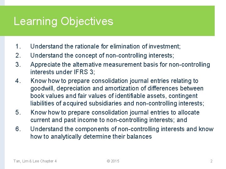 Learning Objectives 1. 2. 3. 4. 5. 6. Understand the rationale for elimination of