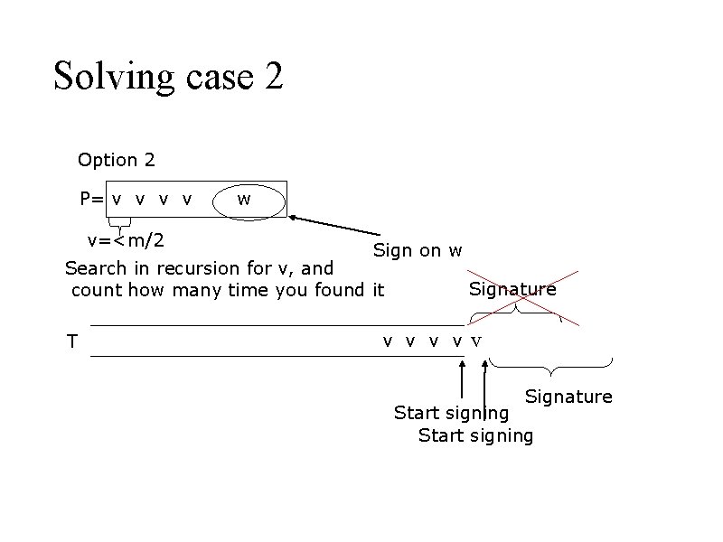 Solving case 2 Option 2 P= v v v=<m/2 w Sign on w Search