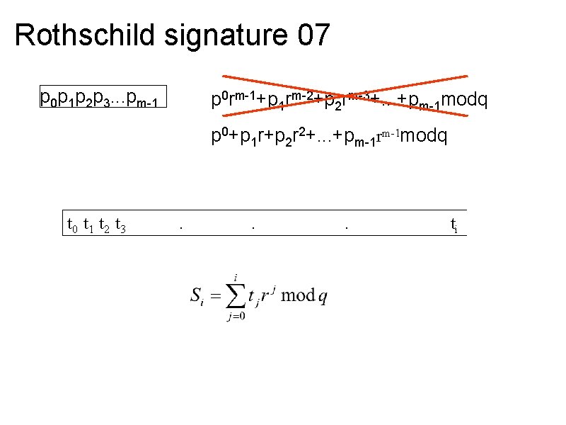 Rothschild signature 07 p 0 p 1 p 2 p 3. . . pm-1