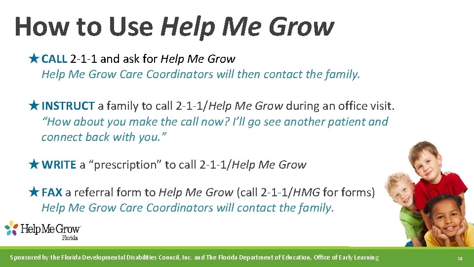 How to Use Help Me Grow ★ CALL 2 -1 -1 and ask for