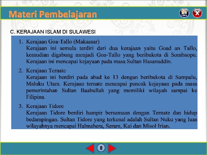 Materi Pembelajaran C. KERAJAAN ISLAM DI SULAWESI 8 