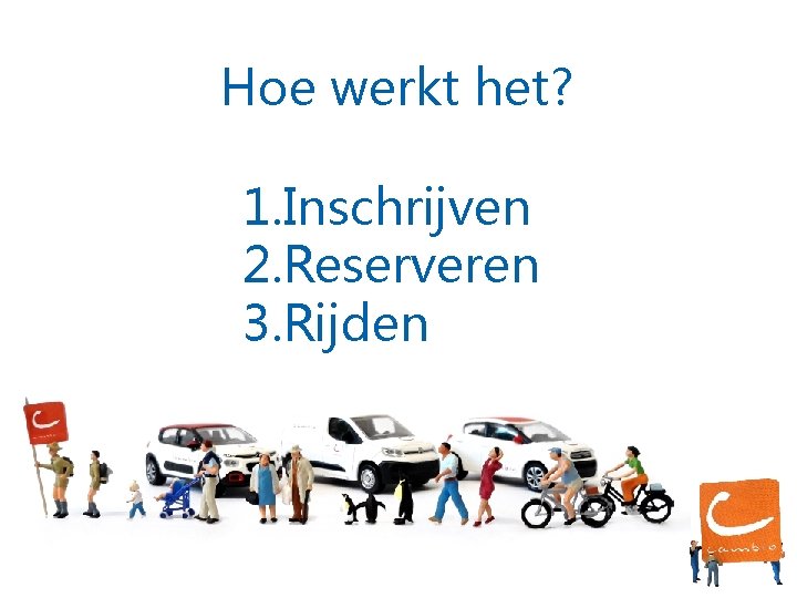 Hoe werkt het? 1. Inschrijven 2. Reserveren 3. Rijden 